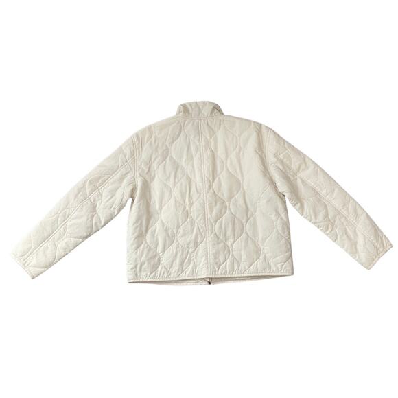 Lucky Brand Women’s Quilted Jacket Short Full Zip Pockets Cotton sz S Cream - Picture 5 of 13